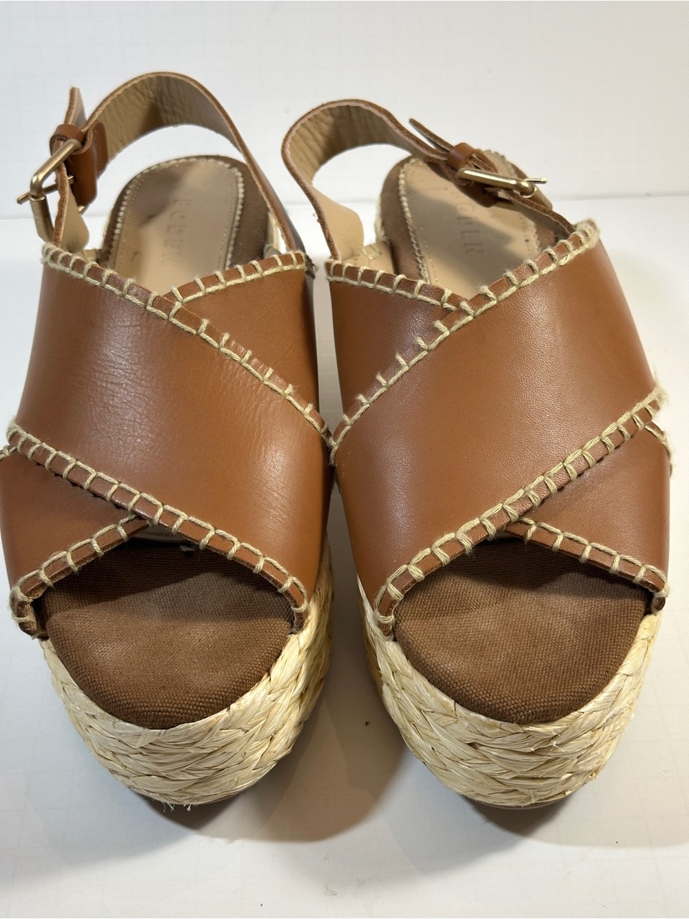 Boden Made in Spain Leather Espadrille Wedges US 10 EU41